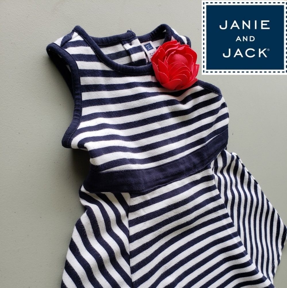 Janie and Jack 18-24 Months Navy Striped Sun Dress